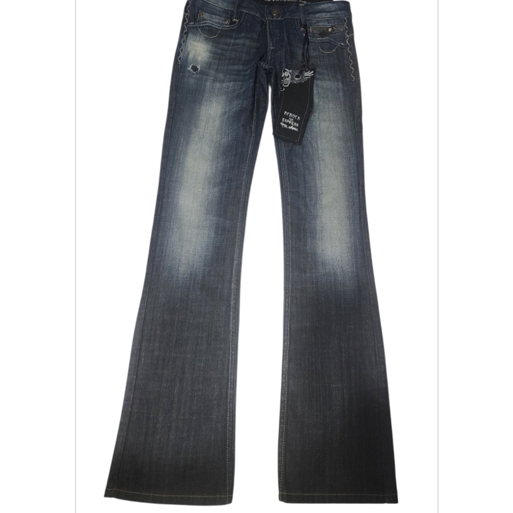 Express Blue Flare Wide Leg Jeans